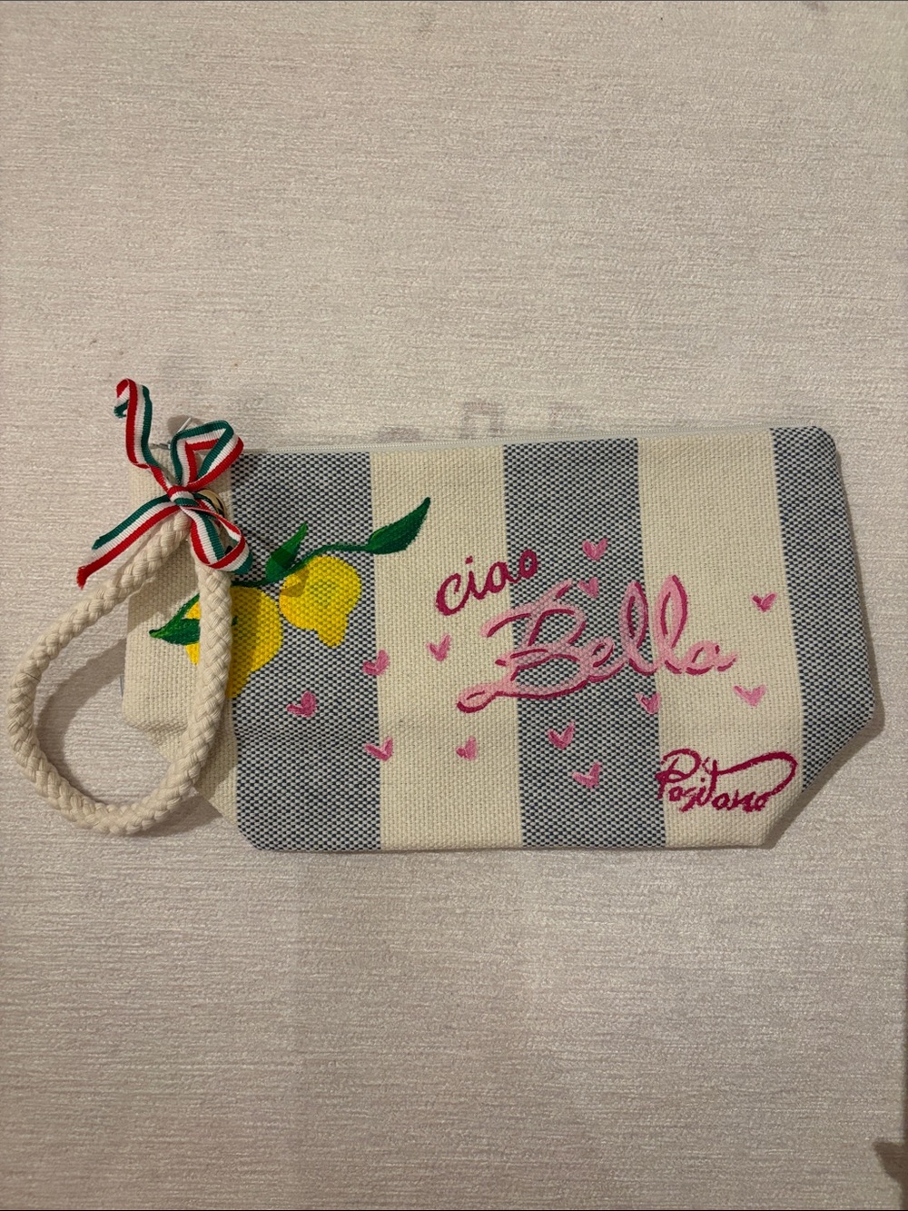 Ciao Bella Striped Cosmetic Pouch